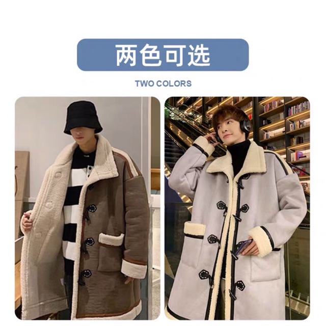 Áo choàng dạ lót lông nam phong cách hàn quốc hàng chính hãng quảng châu.