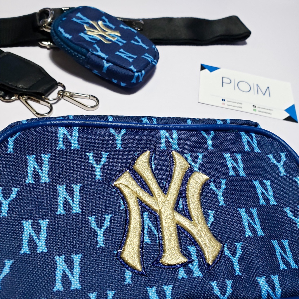 Túi đeo chéo NY nam nữ túi M.L.B NY Mini Monogram Xanh Navy - Pom Store