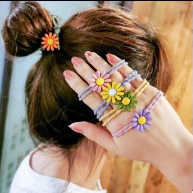 Dây cột tóc hoa cúc siêu xinh nhiều màu, dây thun buộc tóc cho nữ Hàn Quốc hot trend (giao màu ngẫu nhiên)