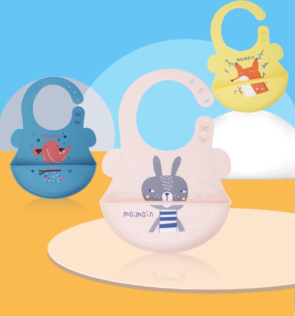 Yếm máng ăn dặm silicone cho bé