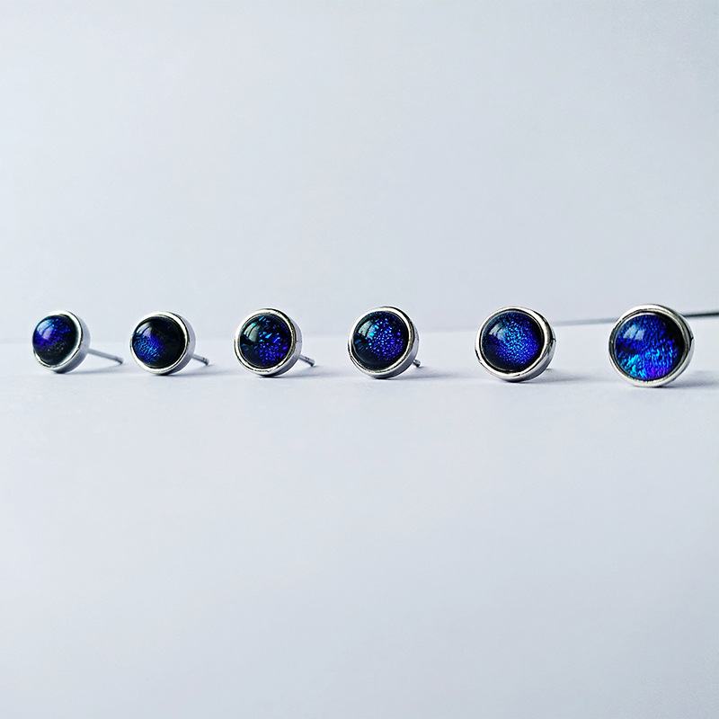 Khuyên tai đính đá Sapphire nhân tạo phong cách Hàn