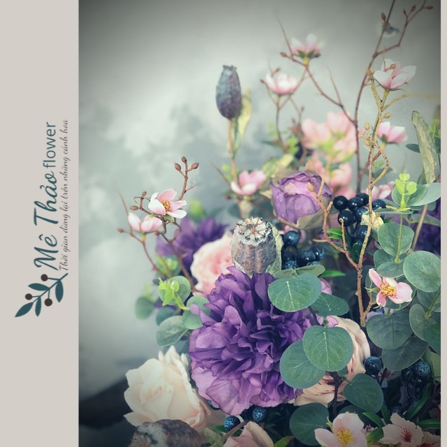 (Ảnh shop chụp) Bình Hoa Giả Tone Hồng Trang Trí Nhà Cửa, Decor Phòng Khách Chất Liệu Lụa Cao Cấp Mê Thảo Flower