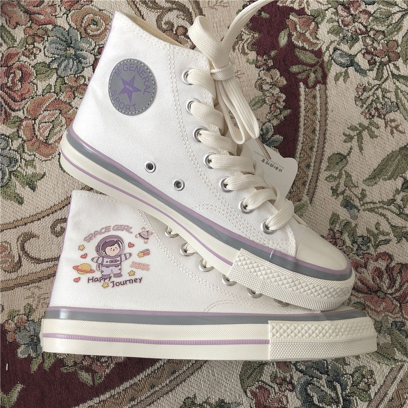 Giày Canvas Cổ Cao Họa Tiết Hoạt Hình Đáng Yêu Cho Nữ | BigBuy360 - bigbuy360.vn