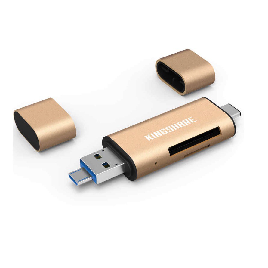 Đầu đọc thẻ nhớ SD Reader/Type C/USB 2.0/Micro USB (Kingshare) - Màu ngẫu nhiên - Bảo Hành 1 Tháng