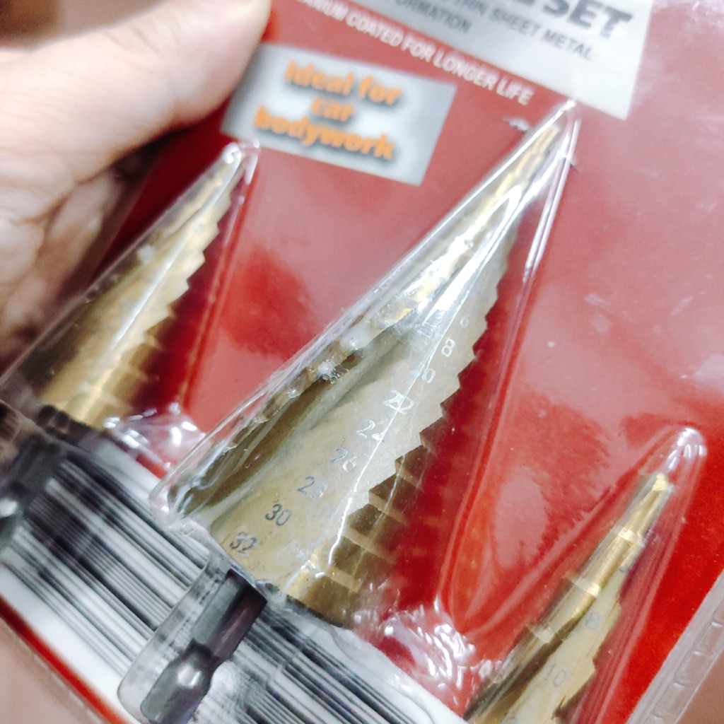 Bộ 3 mũi khoan tháp xoắn chuôi lục giác 4 - 32 mm chính hãng NUR