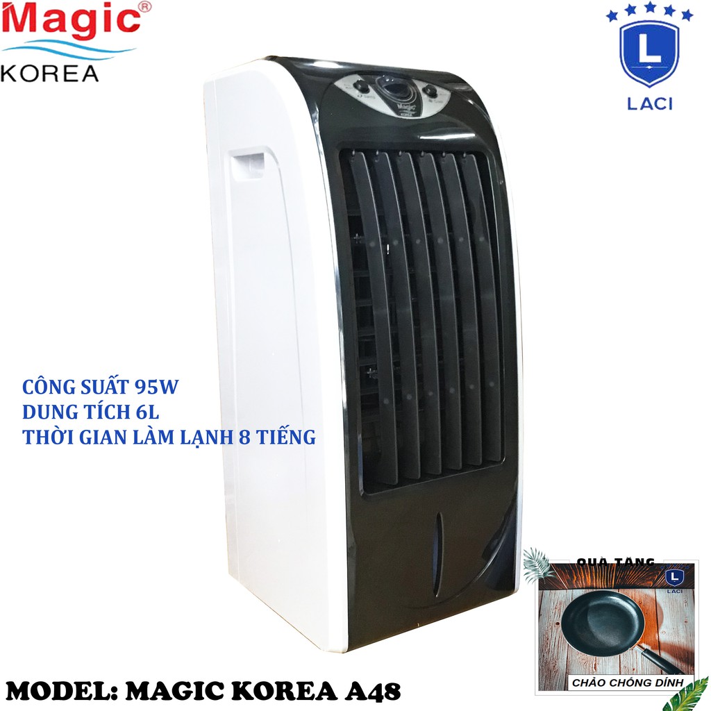 Quạt hơi nước làm lạnh không khí Magic Korea A48 | Công Suất 95W | Dung tích 6L | Tặng Chảo Chống Dính