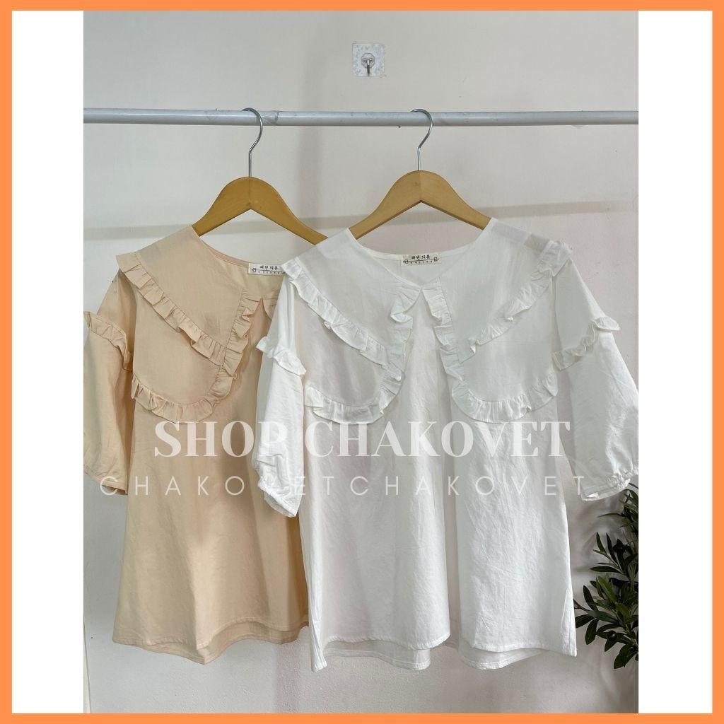 Áo sơ mi nữ tay ngắn form rộng A873 cổ chữ V, tay bồng retro kiểu pháp thiết kế sang trọng hàng đẹp mặc đi làm đi học