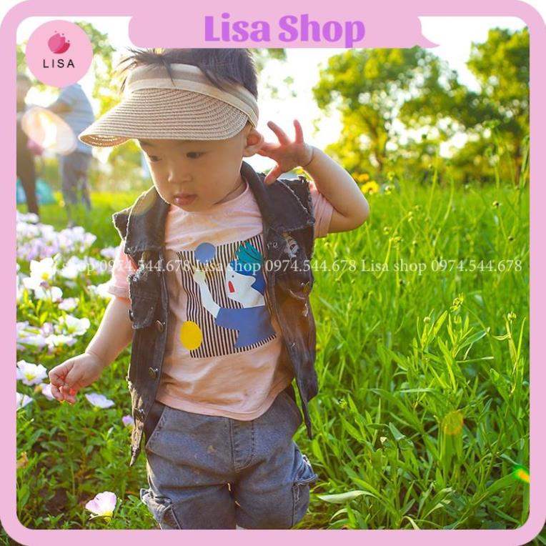 [HÀNG CAO CẤP] Mũ cói, nón cói đi nắng, đi biển cho bé, đầu trống in hình dễ thương, M22