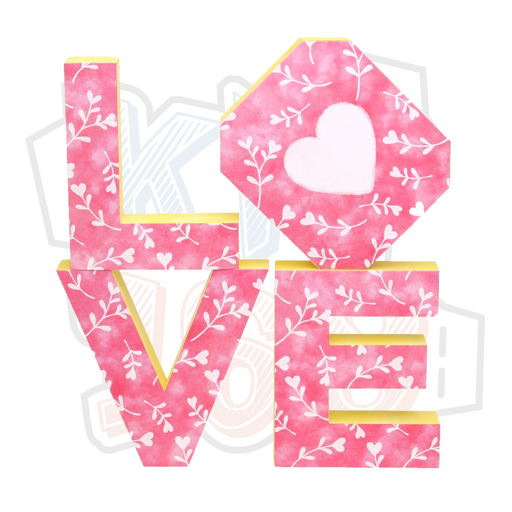 Mô hình giấy Valentine chữ LOVE 3D
