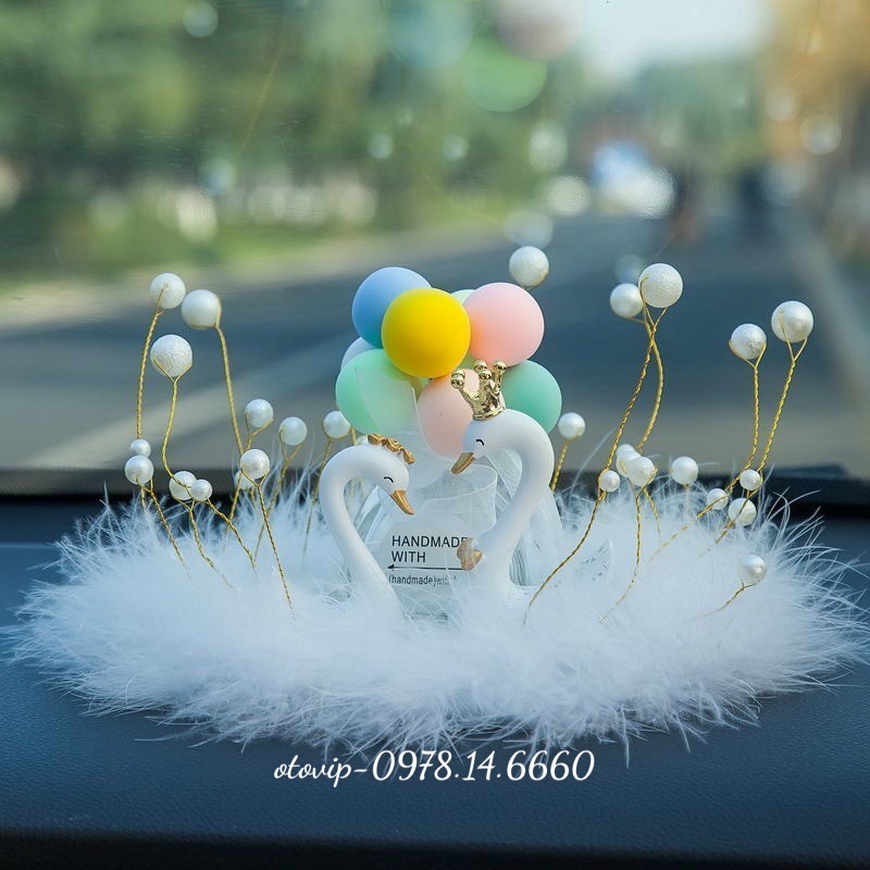 SET 2 thiên nga trang trí taplo xe ô tô