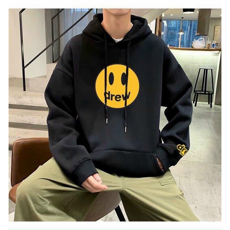 Áo nỉ hoodie Drew House mặt cười unisex dài tay nam nữ cao cấp, áo phông nỉ bông sweater có mũ màu xám nâu, đen M24 | BigBuy360 - bigbuy360.vn