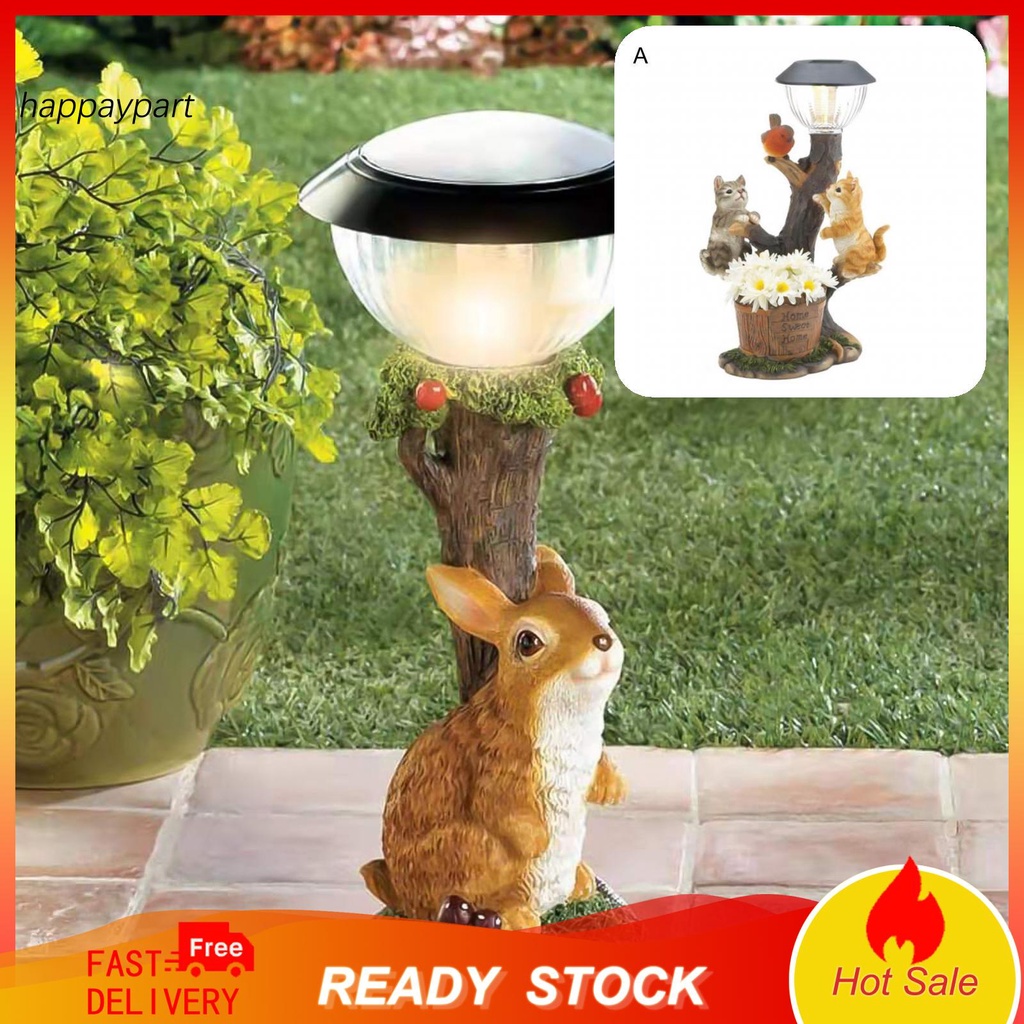 Đèn năng lượng mặt trời trang trí tượng thỏ chất liệu resin xinh xắn tiện dụng