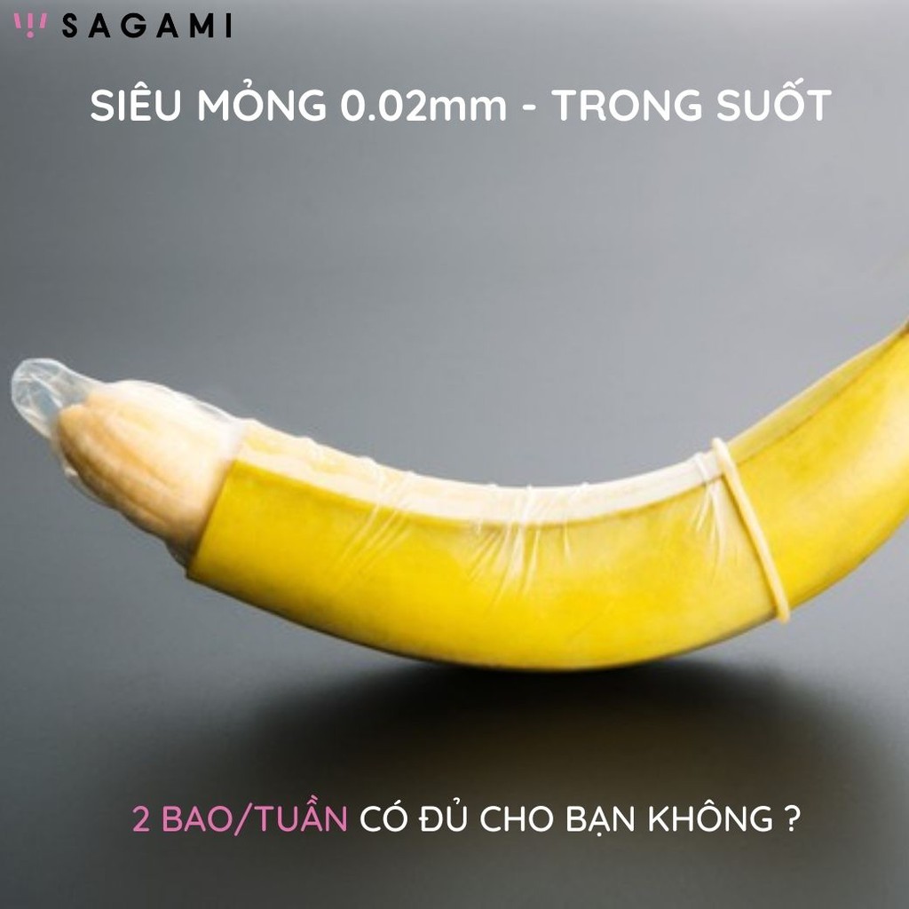 Bao cao su Sagami 002 Original  Siêu mỏng Non Latex Hộp 2 chiếc không mùi trong suốt chống tuột kéo dài thời gian