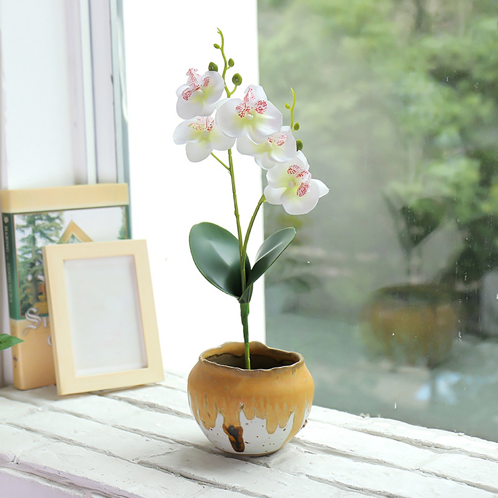 Nhánh Hoa Lan Và Bướm Nhân Tạo Dùng Trang Trí Tường Diy
