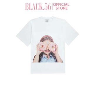 Áo thun nữ oversize-WHITE DONUTS 3 , áo thun form unisex dáng rộng tay lỡ cá tính , BLACK56 M34