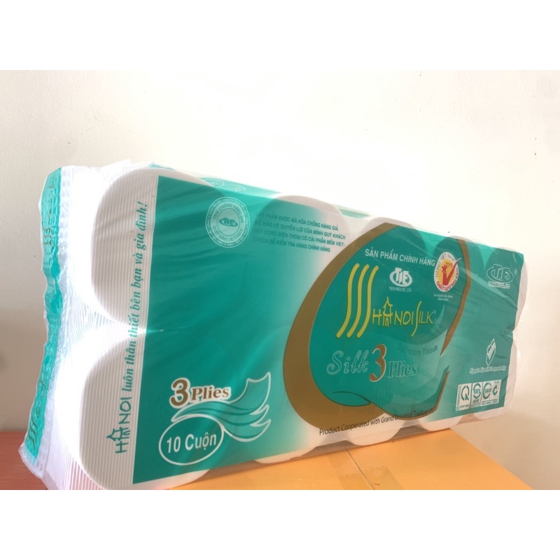 [ Loại 1 ] Giấy vệ sinh Hà Nội silk 10 cuộn 3 lớp siêu dai 1,6kg