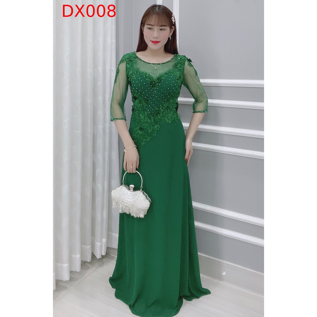 Đầm Nữ Thiết Kế Dạ Hội Đính Hoa Cao Cấp - Váy Đầm Trung Niên 2022 - DX008