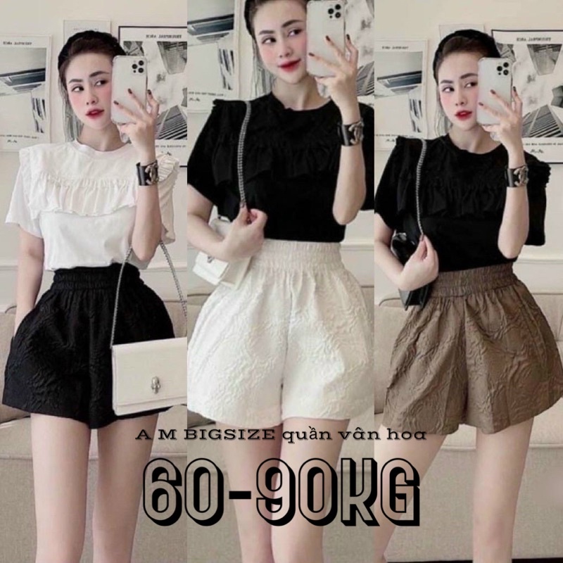 Quần sooc phồng Bigsize vân hoa nổi (60-90kg) MS89 | BigBuy360 - bigbuy360.vn