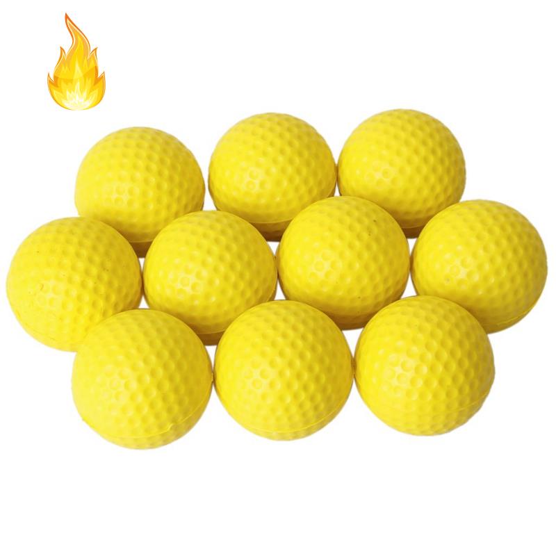 10 Bóng chơi golf bằng PU mềm co giãn màu vàng dùng luyện tập trong nhà