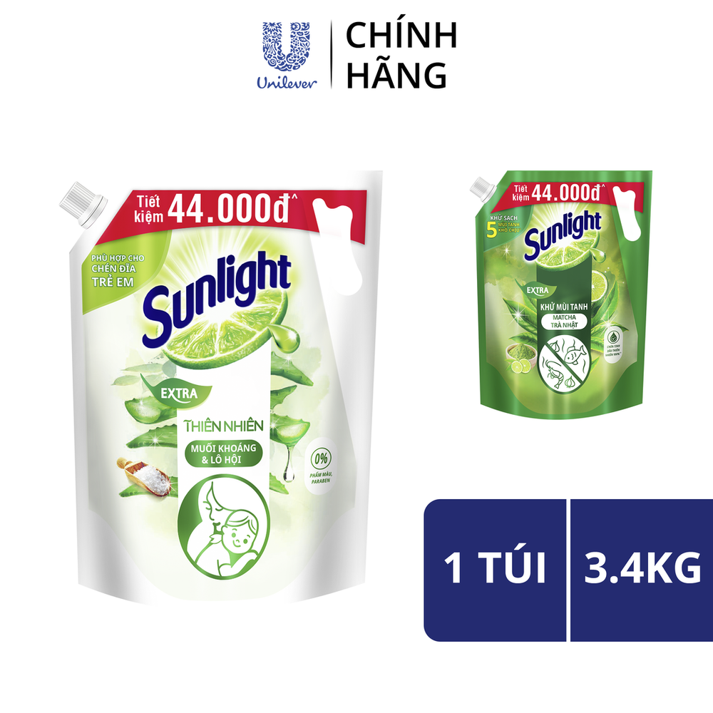 Nước Rửa Chén Bát Sunlight Thiên nhiên | Túi 2.1KG/ 3.4KG