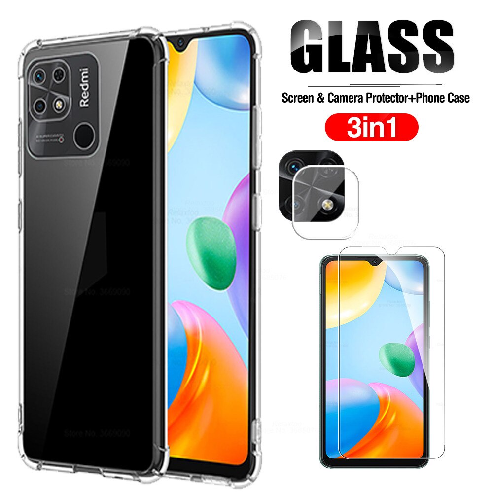 Clear Airbag Anti-Scratch Shockproof Phone Cover For xiaomi redmi 10c Case xiomi redmy 10 c 6.71''tempered glass lens protect