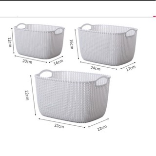 Rổ nhựa giả đan mây đựng đồ có quai cầm / giỏ nhựa đan hàn quốc