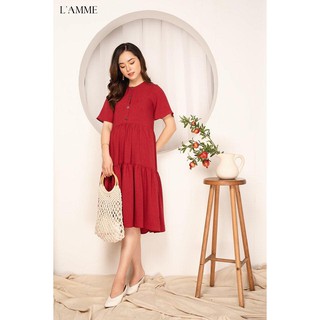 Myc 1335 váy bầu đỏ đuôi cá nhiều tầng