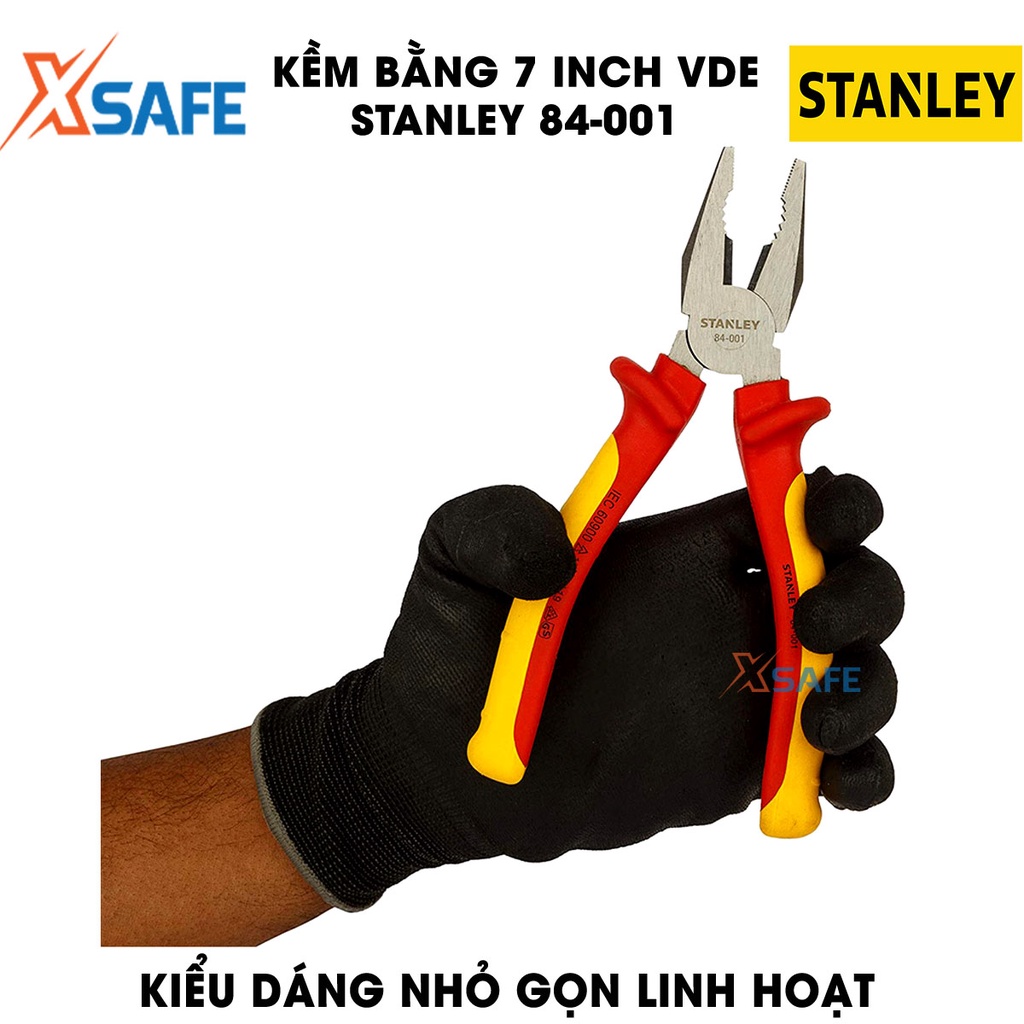 Kềm bằng VDE STANLEY bọc nhựa cách điện 1000V chuyên dụng Kìm VDE Stanley thép hợp kim cao cấp nhỏ gọn linh hoạt