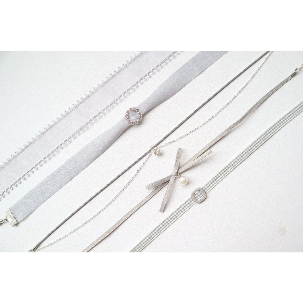 Vòng cổ Choker bst màu xám xinh xắn A-CK173-177 maycorner