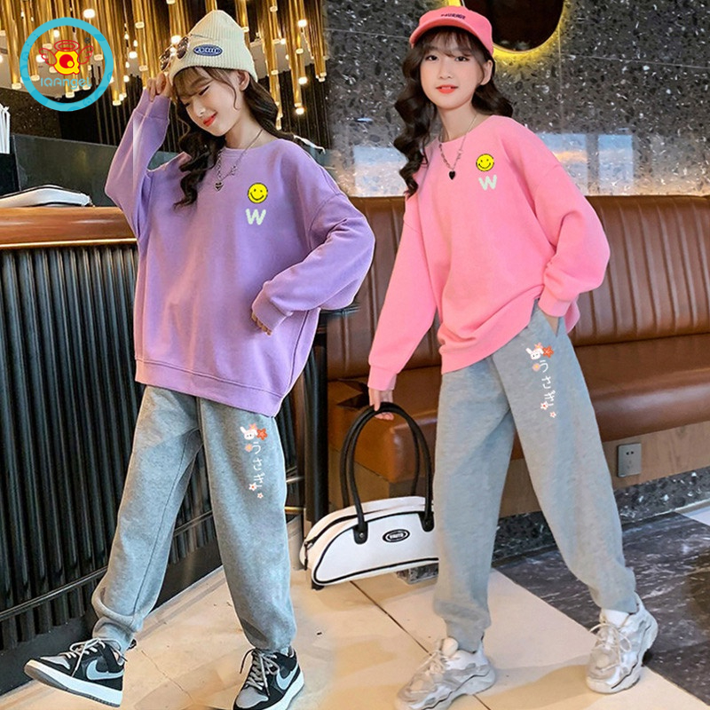 Set đồ thể thao hai món IQ ANGEL phong cách Hàn Quốc thời trang cho bé gái