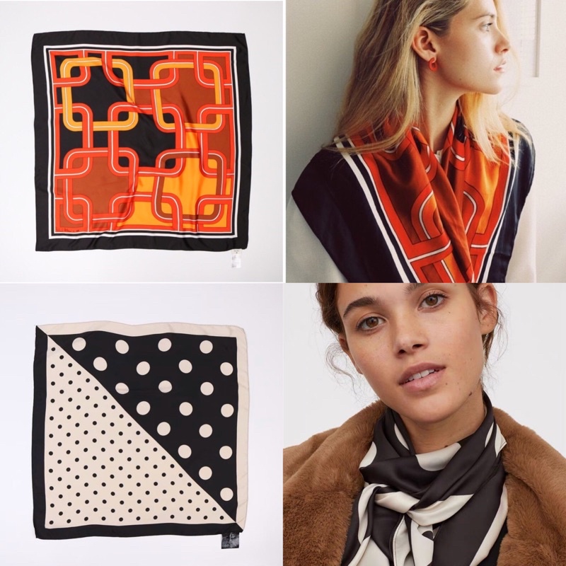 Khăn vuông lụa HM Bandana khổ vuông 80x80cm làm áo yếm, quàng đầu, tạo kiểu onweb 10£