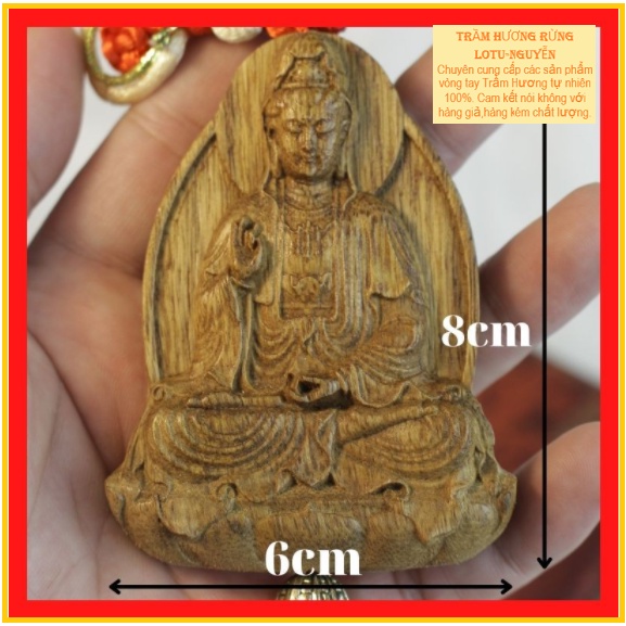 Tượng Quan thế Âm Bồ Tát Trầm Hương-Treo Ô Tô- Kích Thước 6cm x 8cm Hàng Trầm Hương chính hiệu chất lượng cao