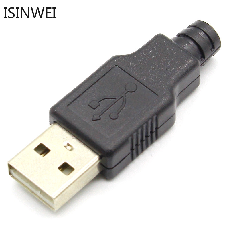 Set 10 đầu nối ổ cắm Type A USB 4 Pin với 3 vỏ bọc nhựa màu đen