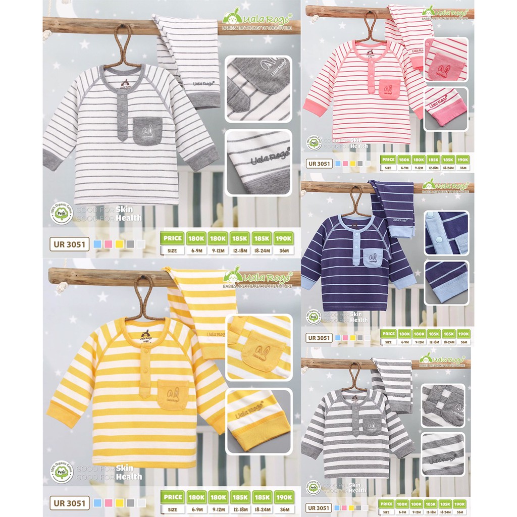 UR3051 Bộ PETIT kẻ cổ trụ Ualarogo cho bé