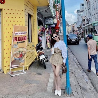 Áo sơ mi váy phối kaki