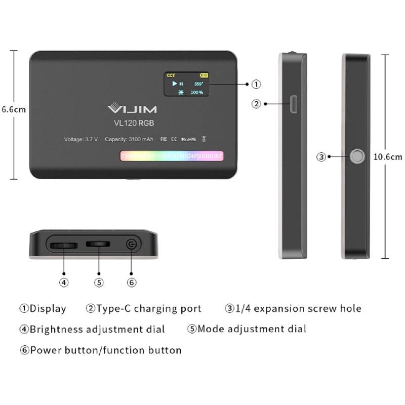 Đèn Led Ulanzi VL120 RGB Full Color Video Light