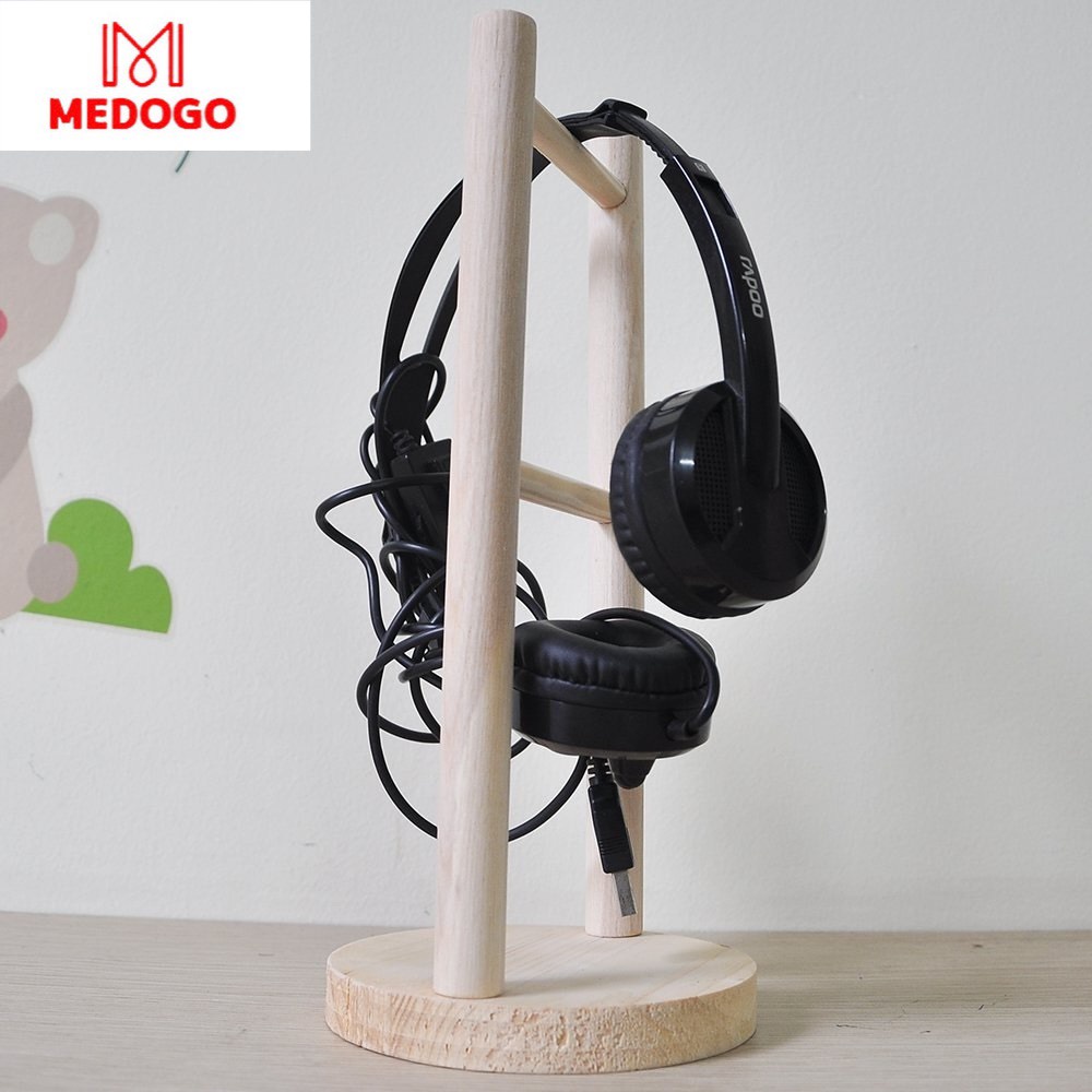 Giá treo tai nghe MEDOGO kệ gỗ đế vuông và tròn chất liệu gỗ thông tự nhiên