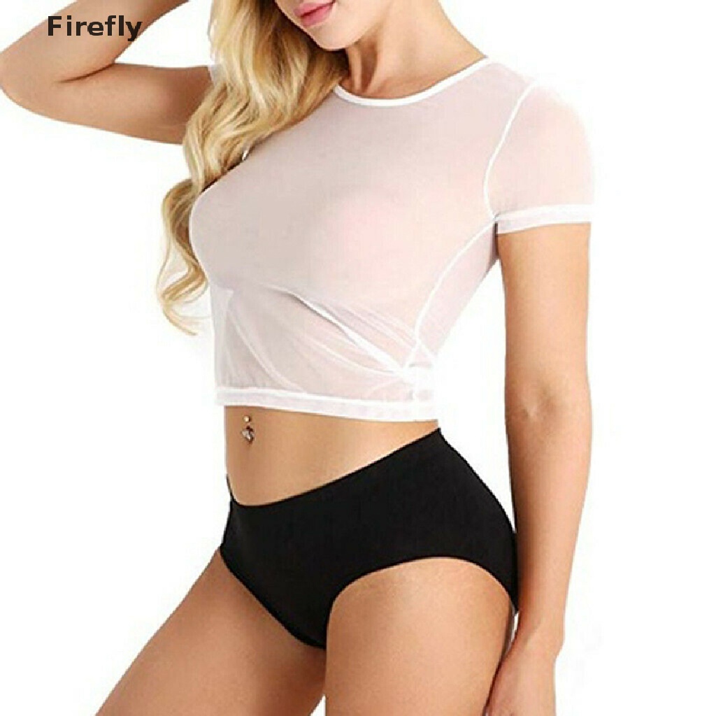 Áo Croptop Tay Ngắn Phối Lưới Thời Trang Trẻ Trung