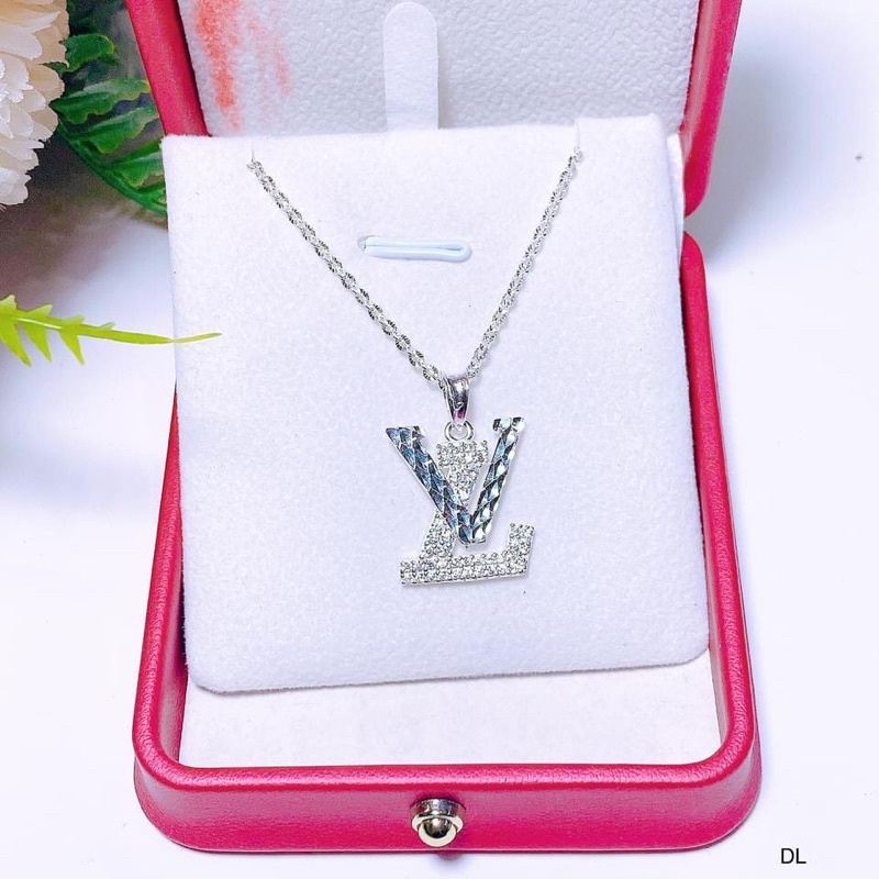 Dây chuyền nữ chất liệu bạc ta cao cấp mặt L.V sang chảnh - Trang sức bạc Bibi