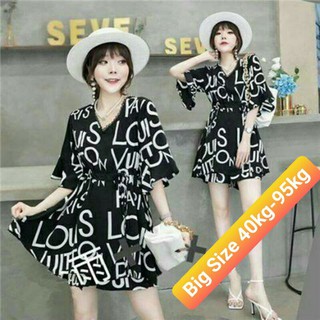Sét đầm chữ đen trắng kèm quần Bigsize Fom từ 40kg-100kg