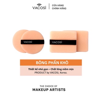 Bông Phấn Khô VACOSI size bỏ túi: Bịch 2 cái, dáng tròn BP01 / vuông BP02