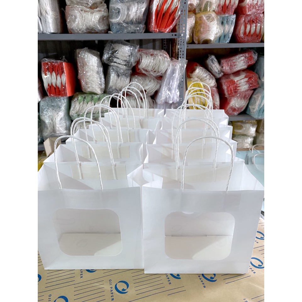 SET 50 CÁI TÚI GIẤY MẶT KÍNH MIKA ĐỰNG HOA, QUÀ TẶNG SIÊU XINH SIZE 20X21X10CM (50 CHIẾC)