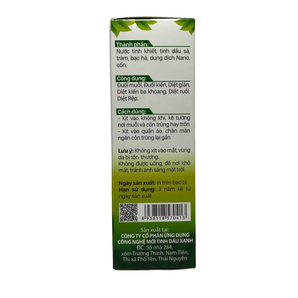 Tinh Dầu Xịt Chống Côn Trùng 100ml Tinh Chất Thiên Nhiên 100% Organic, An Toàn Với Sức Khỏe
