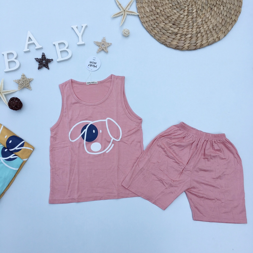 [Bé 20-32kg] Bộ Ba lỗ thun lạnh SIZE ĐẠI 18-32kg Minky Mom cho bé trai bé gái từ 20-32kg - Mẫu Cún