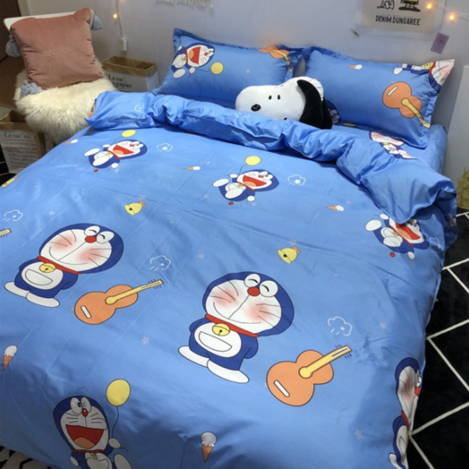 Vỏ chăn lồng được ruột poly cotton Mẫu DORAEMON ĐÁNH ĐÀN trungvbhp_shopalot2