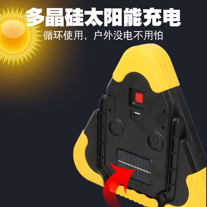 Biển Tam Giác Đèn LED Cảnh Báo Dừng Đỗ Xe Ô Tô Khẩn Cấp Với Cụm 3 Đèn Pha Sử Dụng Năng Lượng Mặt Trời