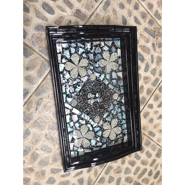 Khay gỗ khảm trai, khảm trứng  19x 32, 22 x 34, 24 x 37cm