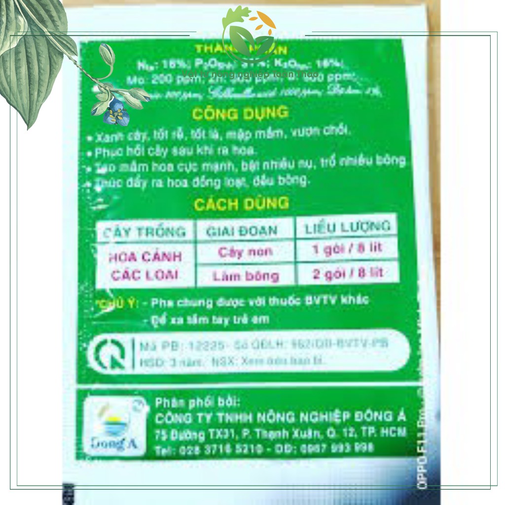 Combo 5 gói phân bón Micro-Green 16-31-16 Giúp Tạo Mầm Hoa Cực Mạnh, Thúc Đẩy Ra Hoa Đồng Loạt Gói 10 Gram