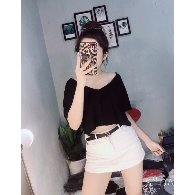 Áo Thun Nữ Croptop Cổ Tim Giá Rẻ Nhiều Màu - 603