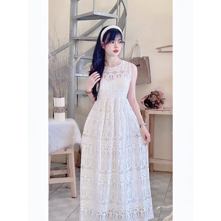 Đầm maxi ren dày dặn
